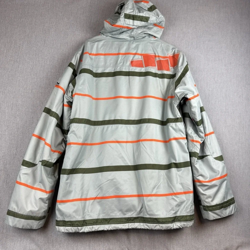 FOURSQUARE Burton Snowboard Coat Men's M Hood Microshield Ski ski green stripes
